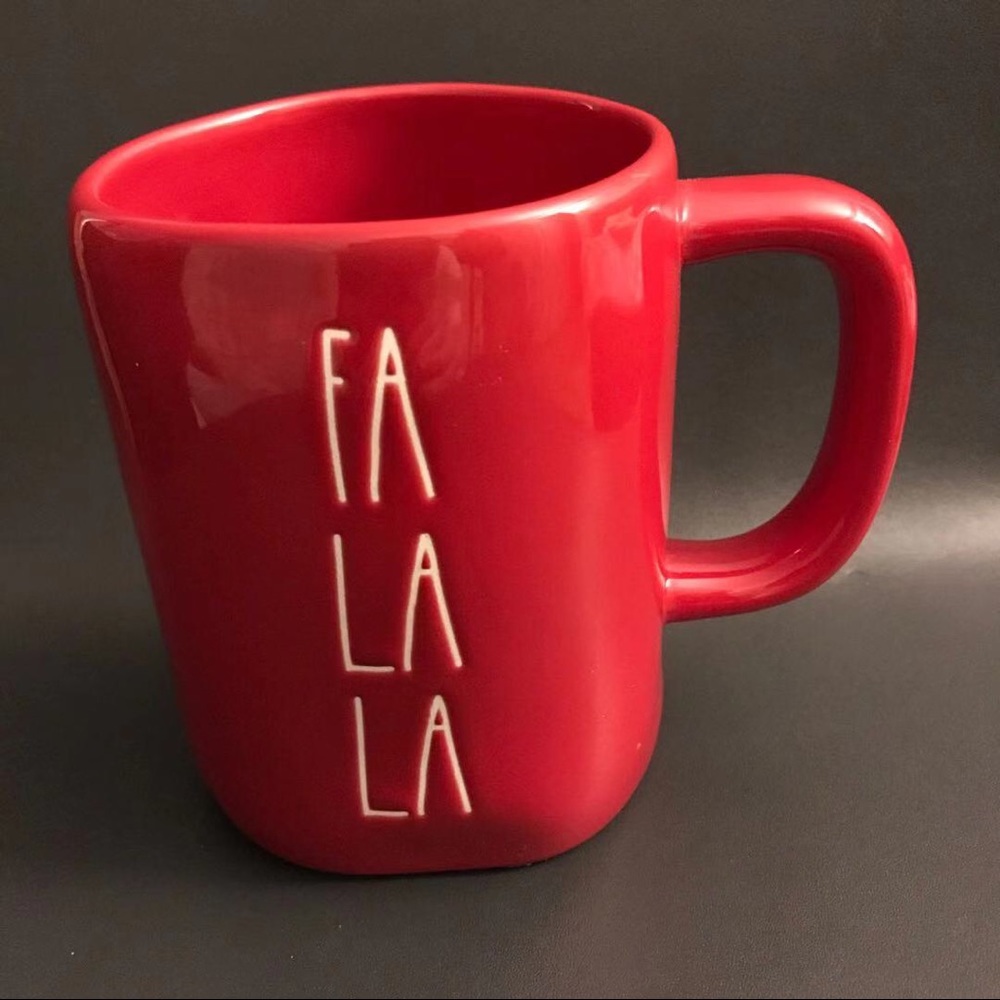 Rae Dunn Red Fa La La Mug